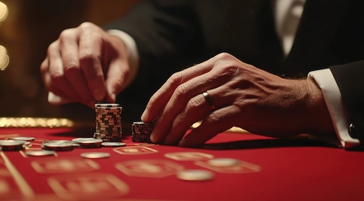 Tampilan ulasan platform microgaming bernuansa neon
